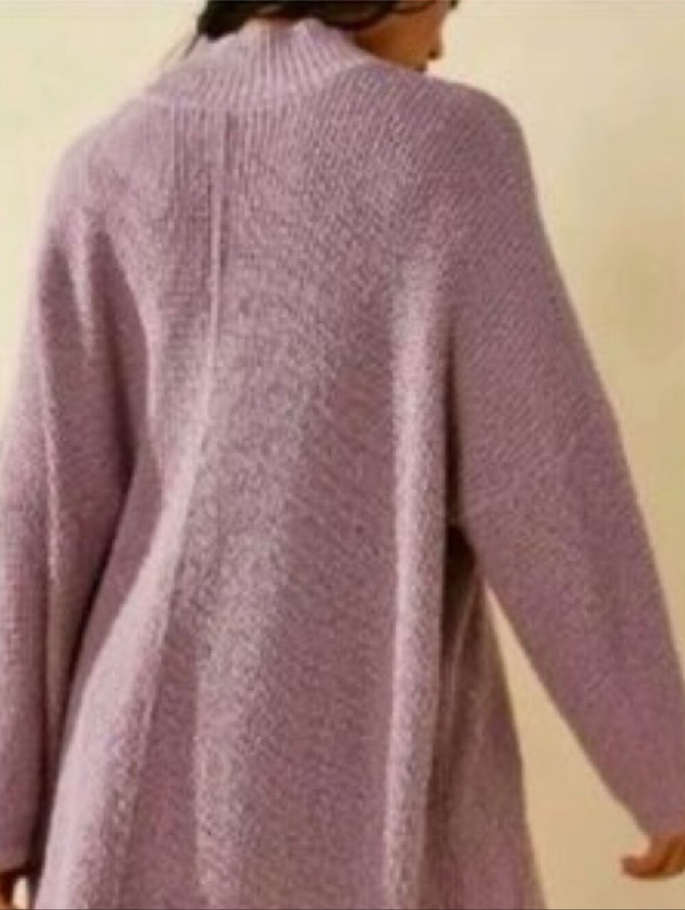 Free People Beach Coco Mockneck Pullover Sweater Burnished Lilac Front Slit LG - Picture 7 of 13